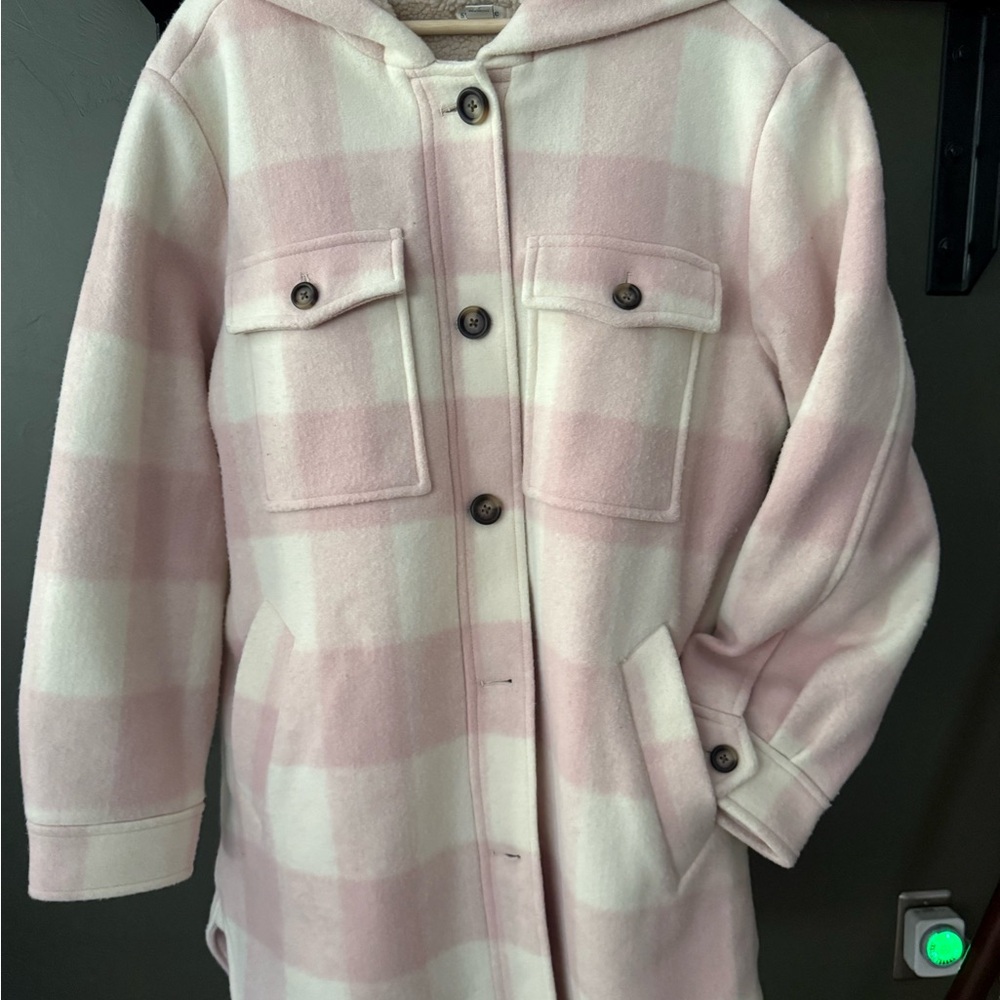 Sundance Soft Pink and Cream Checkered Pea Coat